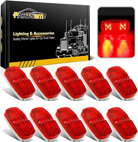 Partsam 10Pcs 4" Inch Double Bubble Bullseye Red 10 Led Side Marker Light, Sealed Waterproof Rectangular Rectangle Tiger eye Clearance Lights for RV Truck Trailer Camper, Surface Mount in Saudi Arabia