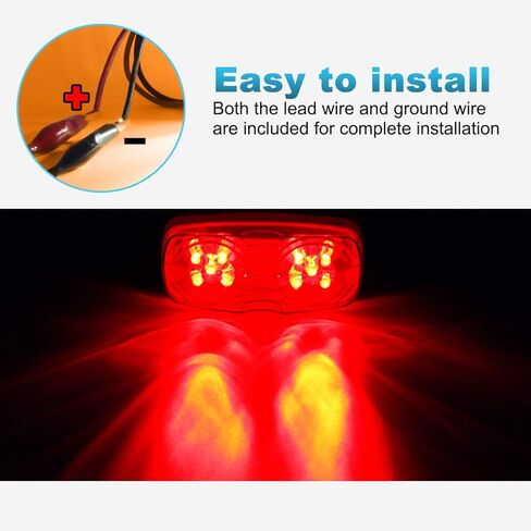 Partsam 10Pcs 4" Inch Double Bubble Bullseye Red 10 Led Side Marker Light, Sealed Waterproof Rectangular Rectangle Tiger eye Clearance Lights for RV Truck Trailer Camper, Surface Mount in Saudi Arabia