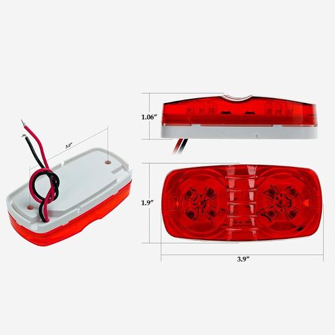 Partsam 10Pcs 4" Inch Double Bubble Bullseye Red 10 Led Side Marker Light, Sealed Waterproof Rectangular Rectangle Tiger eye Clearance Lights for RV Truck Trailer Camper, Surface Mount in Saudi Arabia