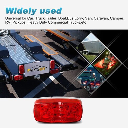 Partsam 10Pcs 4" Inch Double Bubble Bullseye Red 10 Led Side Marker Light, Sealed Waterproof Rectangular Rectangle Tiger eye Clearance Lights for RV Truck Trailer Camper, Surface Mount in Saudi Arabia