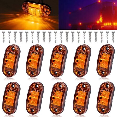 Tnisesm Led أضواء علامة مقطورة 2.5 بوصة، 2 الصمام الثنائي LED ضوء علامة الجانب مقطورة، أضواء تشغيل مقطورة بيضاوية لملحقات RV العربة (العنبر) in Saudi Arabia