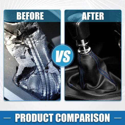 Universal Shift Boot Cover Car Shift Knob Boot Dust Cover Blue Seams Faux Leather Black in Saudi Arabia