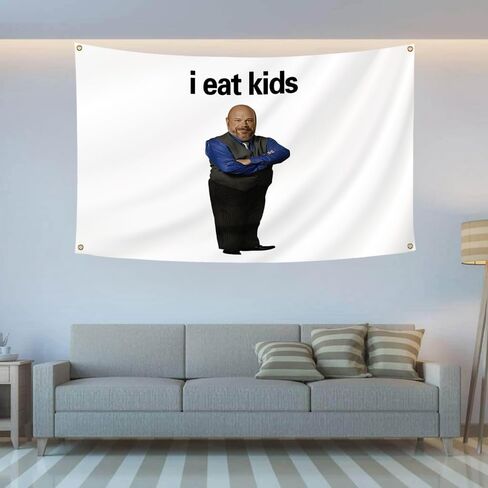 أنا أكل الاطفال العلم 3x5Ft بيرترام مضحك نسيج لغرفة النوم الكلية الرجال رجل كهف فرات غرفة نوم آرت ديكو جدار العلم in Kuwait