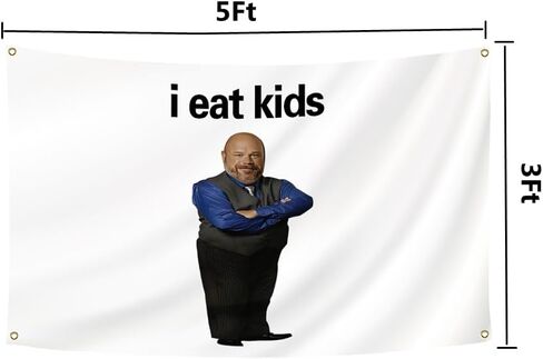 أنا أكل الاطفال العلم 3x5Ft بيرترام مضحك نسيج لغرفة النوم الكلية الرجال رجل كهف فرات غرفة نوم آرت ديكو جدار العلم in Kuwait