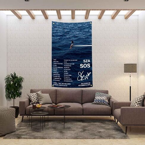 SZ & A ملصق ألبوم Sos غطاء موسيقى العلم 5x3Ft المغني الأمريكي نسيج تذكارية المقتنيات غرفة المعيشة غرفة نوم كلية النوم الرجال كهف جدار العلم in Kuwait