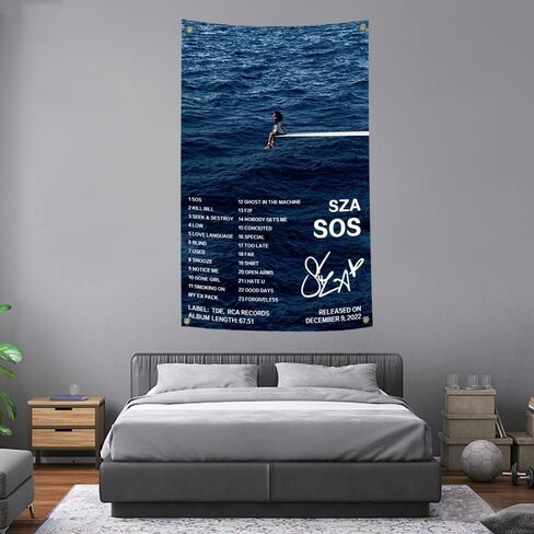 SZ & A ملصق ألبوم Sos غطاء موسيقى العلم 5x3Ft المغني الأمريكي نسيج تذكارية المقتنيات غرفة المعيشة غرفة نوم كلية النوم الرجال كهف جدار العلم in Kuwait