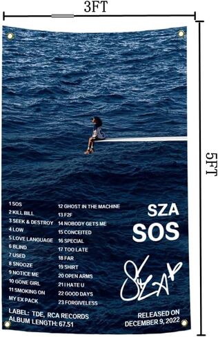 SZ & A ملصق ألبوم Sos غطاء موسيقى العلم 5x3Ft المغني الأمريكي نسيج تذكارية المقتنيات غرفة المعيشة غرفة نوم كلية النوم الرجال كهف جدار العلم in Kuwait