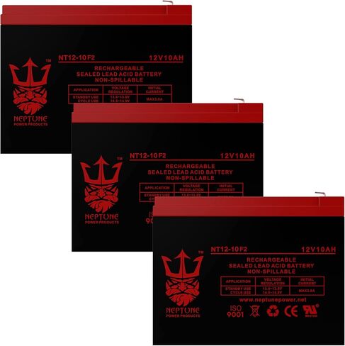 استبدال بطارية نيوتون جزازات CE6 - استبدال بطارية حمض الرصاص المختومة العالمية UB12100-S (12 فولت، 10 أمبير، 10000 مللي أمبير، محطة F2، AGM، SLA) - 3 عبوات in Kuwait