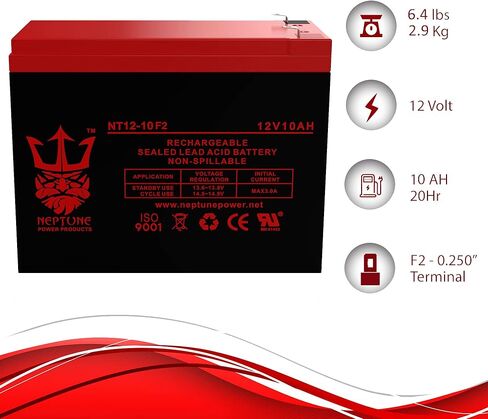 استبدال بطارية نيوتون جزازات CE6 - استبدال بطارية حمض الرصاص المختومة العالمية UB12100-S (12 فولت، 10 أمبير، 10000 مللي أمبير، محطة F2، AGM، SLA) - 3 عبوات in Kuwait