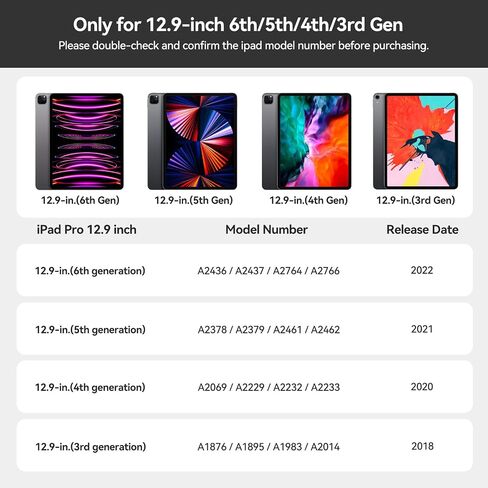 لوحة مفاتيح AUSDOM iPad Pro 12.9: حافظة لوحة مفاتيح بلوتوث مغناطيسية عائمة على الطراز السحري مع لوحة تتبع ذكية، لوحة مفاتيح لاسلكية بإضاءة خلفية قابلة لإعادة الشحن لجهاز iPad Pro 12.9 بوصة (الجيل السادس والخامس والرابع والثالث) in Kuwait