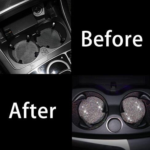 Bling Cup Holder Coaster for Car, 2PCS Anti-Slip Shockproof Cup Coasters, 2.75 Inch Universal Fashion Rhinestone Mat, Vehicle Insert Crystal Pad, Auto Interior Accessories for Women in Saudi Arabia