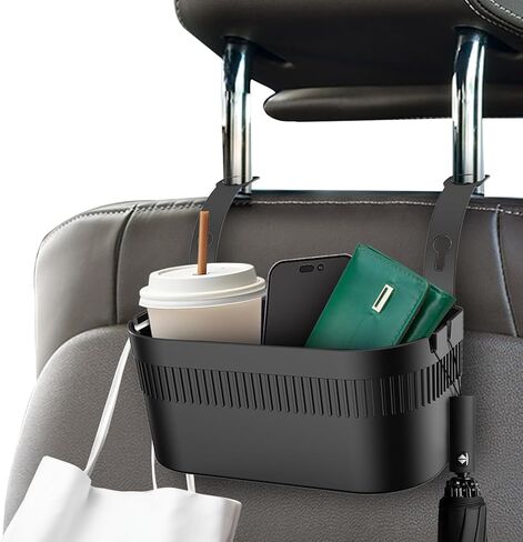 Car Headrest Backseat Cup Holder Organizer, Multifunctional Seat Back Food Cup Tissue Keys Divided Storage Box, Universal for Car Truck SUV Van, Auto Travel Accessories Black in Kuwait