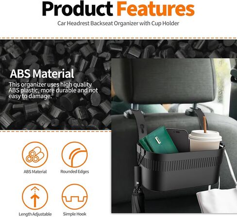 Car Headrest Backseat Cup Holder Organizer, Multifunctional Seat Back Food Cup Tissue Keys Divided Storage Box, Universal for Car Truck SUV Van, Auto Travel Accessories Black in Kuwait