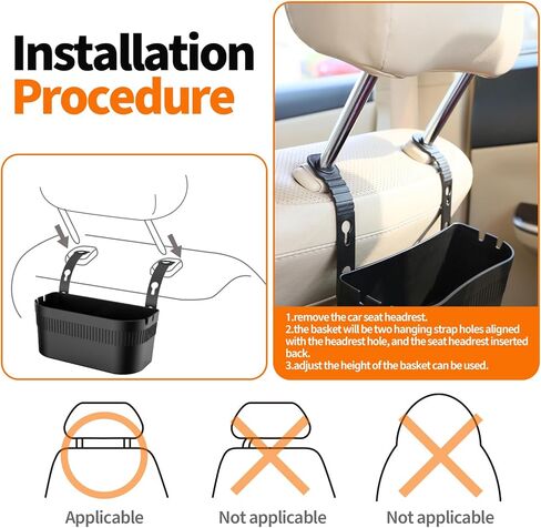 Car Headrest Backseat Cup Holder Organizer, Multifunctional Seat Back Food Cup Tissue Keys Divided Storage Box, Universal for Car Truck SUV Van, Auto Travel Accessories Black in Kuwait