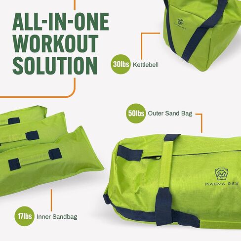 Sandbag Workout Bag - Adjustable Sand Bags for Weight Training | Heavy Duty Equipment - 1 Outer Workout Sandbag, 3 Inner Sandbags, and 1 Soft Kettlebell in Saudi Arabia