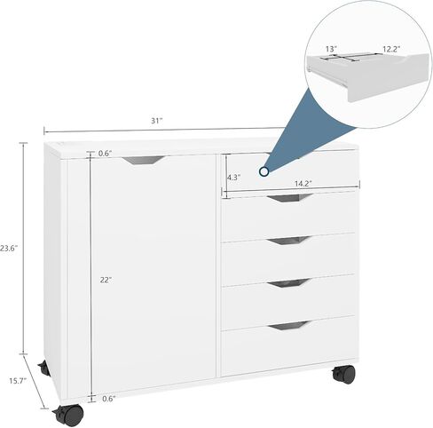 خزانات تخزين الملفات الخشبية القابلة للتنقل ذات 5 أدراج من PUNCIA مع منافذ طاقة وباب خزانة ملفات جانبية للمكتب المنزلي مع حامل طابعة قفل للمكتب المنزلي in Kuwait