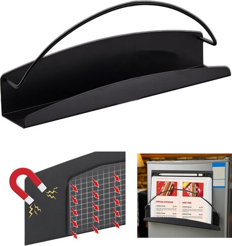Magnetic Book Shelf, Magazine File Holder, Magnetic Shelf for Refrigerator Home Kitchen Office Storage Organizer Book Rack Whiteboard Classroom File Cabinets Display Bookshelf (Black) in Saudi Arabia