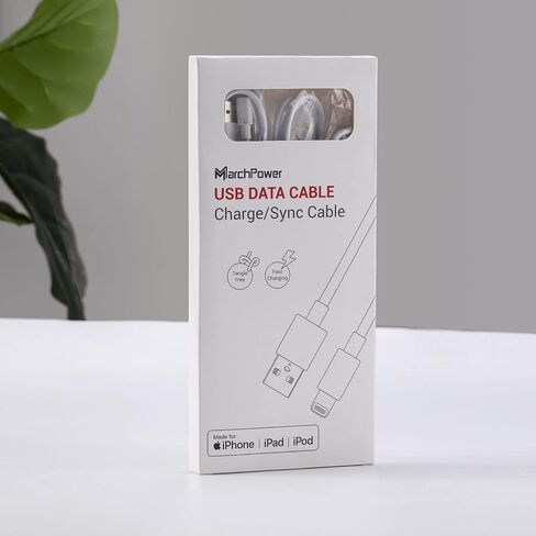 كابل Marchpower Lightning بطول 3 أقدام، كابل iPhone 3FT معتمد من MFi، 3 عبوات كابل شحن iPhone سلك شاحن لهاتف iPhone 14 Plus 13 12 11 Pro Max Mini XR Xs X 8Plus 7Plus 6S 6 5S iPad Pro Air iPod - أبيض in Kuwait