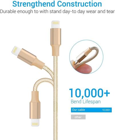 كابل Quntis USB لهاتف iPhone 13 [معتمد من MFi]، 3 حزم سلك شاحن iPhone 3/6/10 قدم USB A إلى كابل Lightning، سلك شحن الهاتف لهاتف iPhone 14 Pro Max 13 Mini 12 11 X 8 7 6 Plus iPad Airpods - أبيض in Saudi Arabia