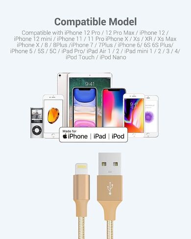 كابل Quntis USB لهاتف iPhone 13 [معتمد من MFi]، 3 حزم سلك شاحن iPhone 3/6/10 قدم USB A إلى كابل Lightning، سلك شحن الهاتف لهاتف iPhone 14 Pro Max 13 Mini 12 11 X 8 7 6 Plus iPad Airpods - أبيض in Saudi Arabia
