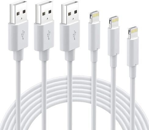 كابل Quntis USB لهاتف iPhone 13 [معتمد من MFi]، 3 حزم سلك شاحن iPhone 3/6/10 قدم USB A إلى كابل Lightning، سلك شحن الهاتف لهاتف iPhone 14 Pro Max 13 Mini 12 11 X 8 7 6 Plus iPad Airpods - أبيض in Kuwait