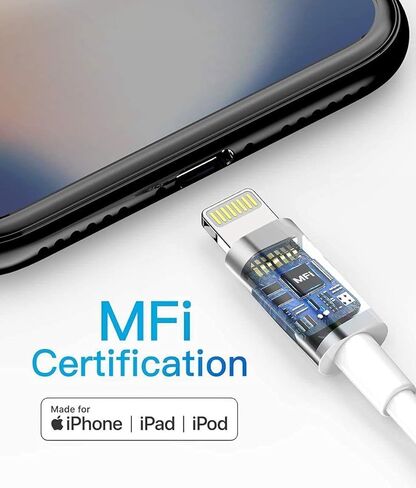 كابل Quntis USB لهاتف iPhone 13 [معتمد من MFi]، 3 حزم سلك شاحن iPhone 3/6/10 قدم USB A إلى كابل Lightning، سلك شحن الهاتف لهاتف iPhone 14 Pro Max 13 Mini 12 11 X 8 7 6 Plus iPad Airpods - أبيض in Kuwait