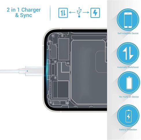 كابل Quntis USB لهاتف iPhone 13 [معتمد من MFi]، 3 حزم سلك شاحن iPhone 3/6/10 قدم USB A إلى كابل Lightning، سلك شحن الهاتف لهاتف iPhone 14 Pro Max 13 Mini 12 11 X 8 7 6 Plus iPad Airpods - أبيض in Kuwait