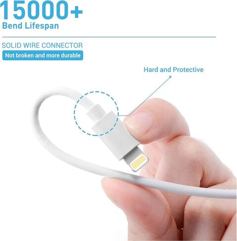 كابل Quntis USB لهاتف iPhone 13 [معتمد من MFi]، 3 حزم سلك شاحن iPhone 3/6/10 قدم USB A إلى كابل Lightning، سلك شحن الهاتف لهاتف iPhone 14 Pro Max 13 Mini 12 11 X 8 7 6 Plus iPad Airpods - أبيض in Kuwait