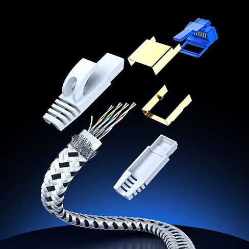 كابل إيثرنت مسطح Maximm Cat7، 25 قدمًا، 600 ميجاهرتز، محمي RJ45، أحمر، 10 حزم in Kuwait