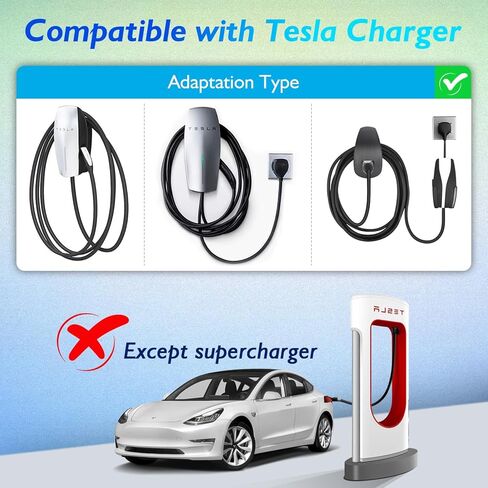 محول Tesla إلى J1772، محول شاحن Tesla إلى J1772، محول شحن J1772 EVs مع قفل أمان، بحد أقصى 60 أمبير/250 فولت تيار متردد، مقاوم للماء، محمول، مناسب لموصل Tesla المحمول in Kuwait
