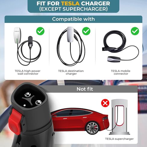 PowerBear Tesla to J1772 Adapter, Max 60A/250V AC, Tesla to J1772 Charging Adapter with Security Lock for J1772 EVs, Compatible with Tesla Wall Connector/Destination Chargers/Mobile Connectors in Kuwait