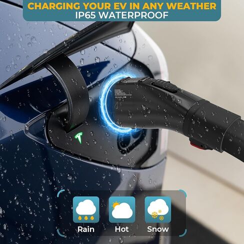 PowerBear Tesla to J1772 Adapter, Max 60A/250V AC, Tesla to J1772 Charging Adapter with Security Lock for J1772 EVs, Compatible with Tesla Wall Connector/Destination Chargers/Mobile Connectors in Kuwait