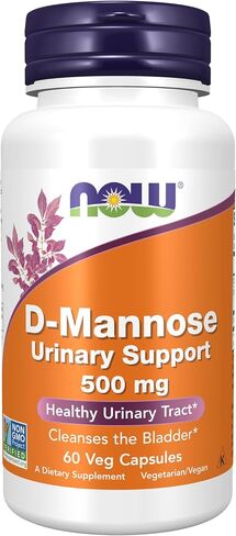 NOW Supplements, D-Mannose 500 mg, Non-GMO Project Verified, Healthy Urinary Tract*, 60 Veg Capsules in Saudi Arabia