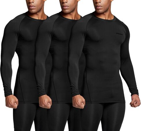TSLA Men's UPF 50+ Compression Shirts, Cool Dry Long Sleeve Athletic Tops, Sports Baselayer Workout Shirt in Kuwait