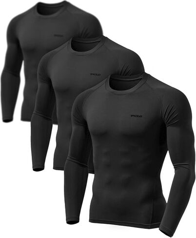 TSLA Men's UPF 50+ Compression Shirts, Cool Dry Long Sleeve Athletic Tops, Sports Baselayer Workout Shirt in Kuwait