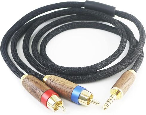 NewFantasia 4.4MM Balanced Male to 2 RCA Male Dual RCA Male Audio Adapter Cord 4.4mm to 2 RCA Balanced Cable Walnut Wood Shell 1.5m/4.9ft in Saudi Arabia