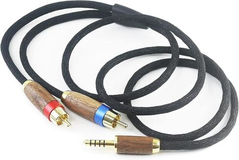 NewFantasia 4.4MM Balanced Male to 2 RCA Male Dual RCA Male Audio Adapter Cord 4.4mm to 2 RCA Balanced Cable Walnut Wood Shell 1.5m/4.9ft in Saudi Arabia