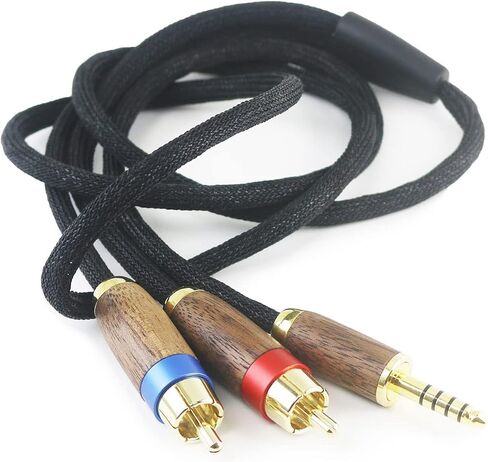 NewFantasia 4.4MM Balanced Male to 2 RCA Male Dual RCA Male Audio Adapter Cord 4.4mm to 2 RCA Balanced Cable Walnut Wood Shell 1.5m/4.9ft in Saudi Arabia