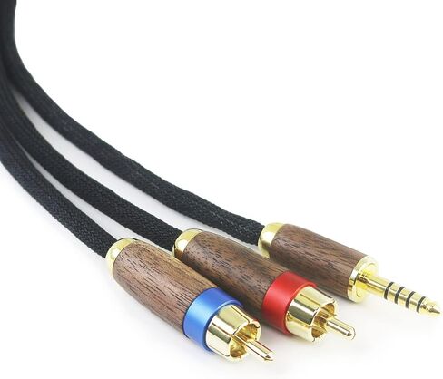 NewFantasia 4.4MM Balanced Male to 2 RCA Male Dual RCA Male Audio Adapter Cord 4.4mm to 2 RCA Balanced Cable Walnut Wood Shell 1.5m/4.9ft in Saudi Arabia