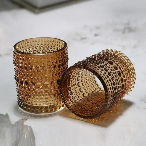 12 PCS Votive Candle Holders Amber Glass Hobnail Tealight Candle Holders for Fall Decor, Halloween, Weddings, Birthday Table Centerpiece Decorations in Kuwait