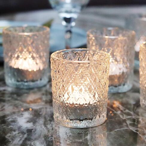 12 PCS Votive Candle Holders Amber Glass Hobnail Tealight Candle Holders for Fall Decor, Halloween, Weddings, Birthday Table Centerpiece Decorations in Kuwait