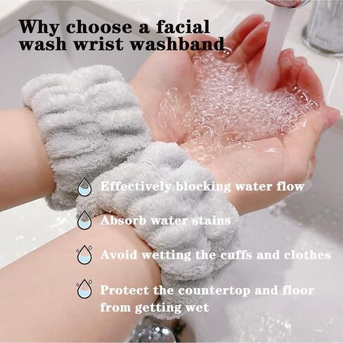 Wrist Towels Bands for Washing Face Washing Wristbands Wrist Spa Washband Wrist Water Guards Face Wash Microfiber Wraps Sweatband for Women Girls Prevent Liquids Spilling Arm Scrunchies in Saudi Arabia