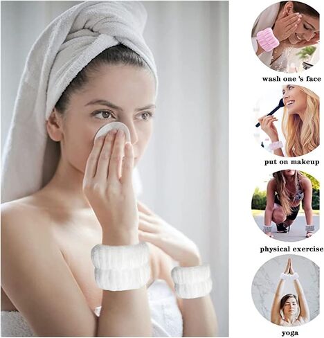 Wrist Towels Bands for Washing Face Washing Wristbands Wrist Spa Washband Wrist Water Guards Face Wash Microfiber Wraps Sweatband for Women Girls Prevent Liquids Spilling Arm Scrunchies in Saudi Arabia