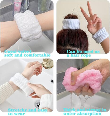 Wrist Towels Bands for Washing Face Washing Wristbands Wrist Spa Washband Wrist Water Guards Face Wash Microfiber Wraps Sweatband for Women Girls Prevent Liquids Spilling Arm Scrunchies in Saudi Arabia
