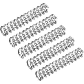 زنبرك ضغط uxcell، 5 قطع 304 من الفولاذ المقاوم للصدأ، 5 مم OD، حجم سلك 0.5 مم، طول حر 25 مم، لون فضي in Kuwait