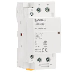 Baomain Normally Closed AC Contactor HC1-63/02 AC 110V 63A 2 Pole 2NC Universal Circuit Control DIN Rail