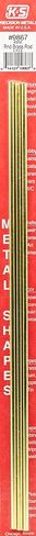 K&S 9860 Round Brass Rod, 0.5mm OD x 300mm Long, 5 Pieces, Made in The USA in Kuwait
