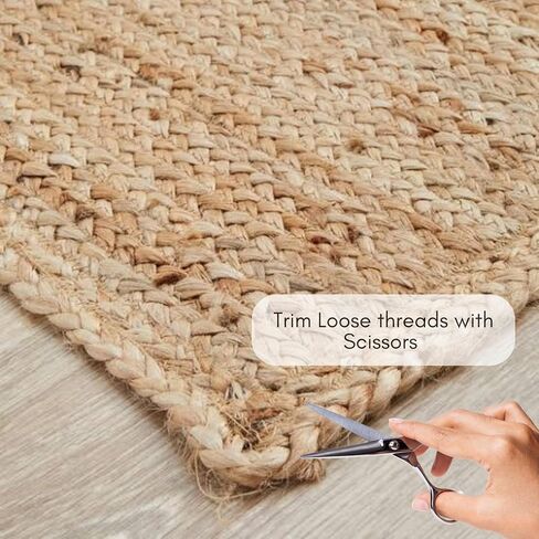 FRELISH DECOR Handwoven Jute Area Rug - 2x3 feet - Natural Yarn - Rustic Vintage Beige Braided Reversible Rug - Eco Friendly Rugs for Bedroom - Kitchen - Living Room - Farmhouse (2'x3') in Saudi Arabia