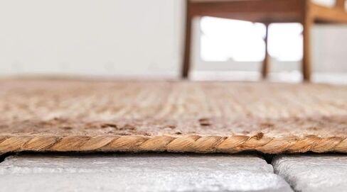 FRELISH DECOR Handwoven Jute Area Rug - 2x3 feet - Natural Yarn - Rustic Vintage Beige Braided Reversible Rug - Eco Friendly Rugs for Bedroom - Kitchen - Living Room - Farmhouse (2'x3') in Saudi Arabia