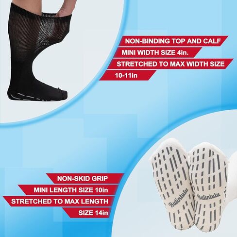 Bulinlulu Extra Width Non Slip Wide Socks for Swollen Feet-Super Extra Width Diabetic Edema Socks, Cast Sock, Hospital Socks with Grips for Men, Extra Width Lymphedema Socks-4 Purple in Kuwait